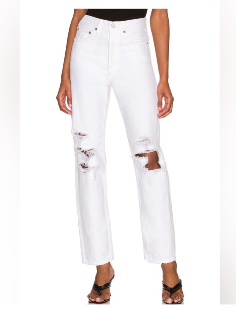 AGOLDE 90’s Mid Rise Distressed Loose Fit Jean Vanish White 26